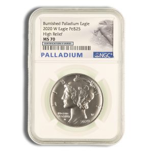 2020-W 1 oz Burnished Palladium Eagle NGC MS70 (Label Varies)